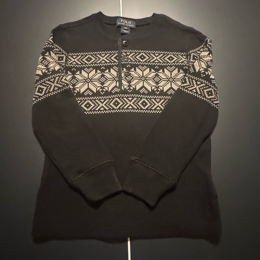 Polo by Ralph Lauren Toddler Boy’s Sweater in Black and Cream